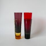 set of 4 colored and textured Long Drink glasses Design 1970