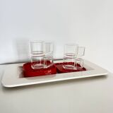 Vintage space age Set Espresso Cups, saucers and tray, Biesse, Italy, 70s