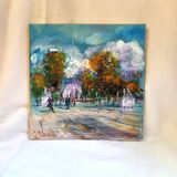 Oil on canvas, a public garden, signed Jacques Wallart.