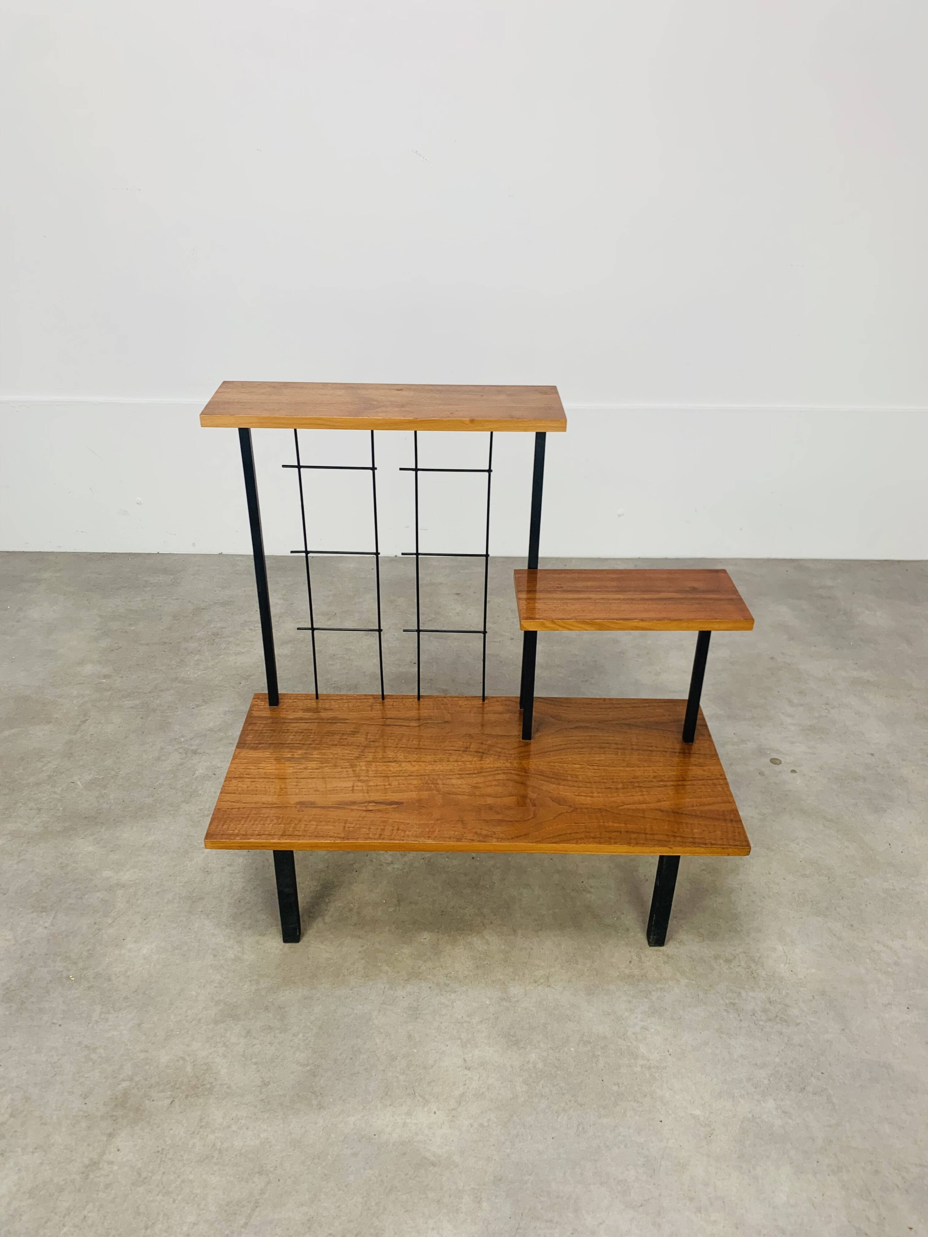 50s asymmetrical plant shelf, teak