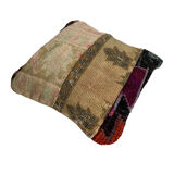 Housse coussin vintage turc patchwork tapis 40x40 cm