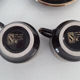 Cups and under cups with black coffee pattern greque dorea gold 24k
