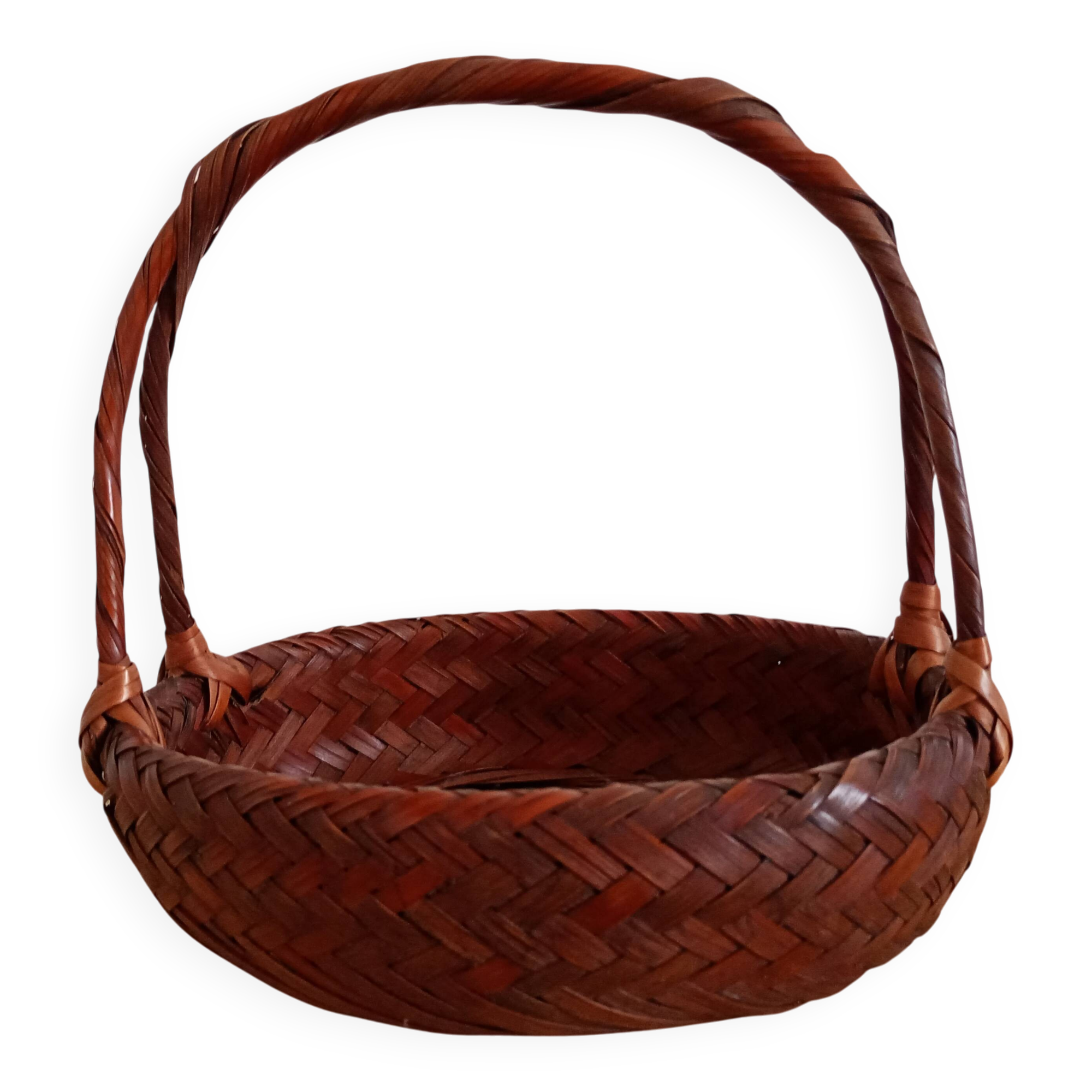 Japanese woven bamboo basket. Ikebana.