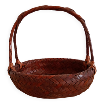 Japanese woven bamboo basket. Ikebana.