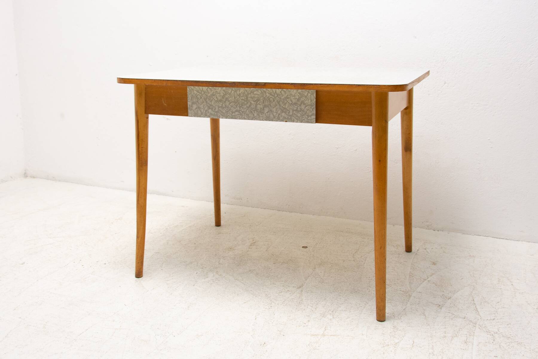 Midcentury formica and wood central table, Czechoslovakia, 1960s