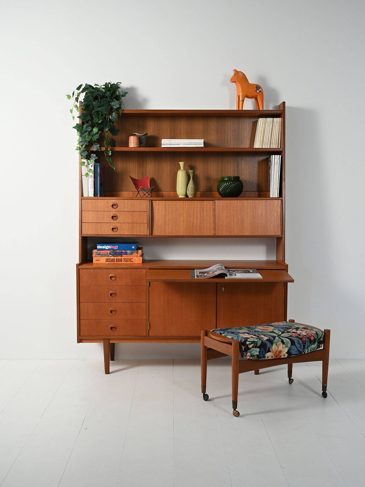 Sideboard with bookcase in teak and mahogany
