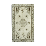 Tapis turc vintage noué à la main des années 1980 188 cm x 317 cm gris