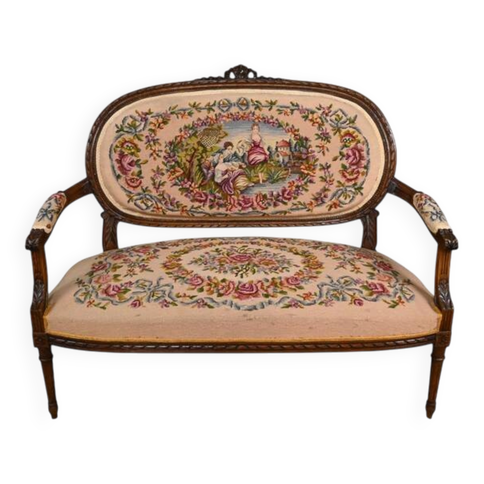 Beech canapé, stained, Louis XVI style - 1920