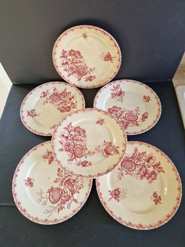 Ensemble de 6 assiettes plates de chez Sarreguemines modele Alma