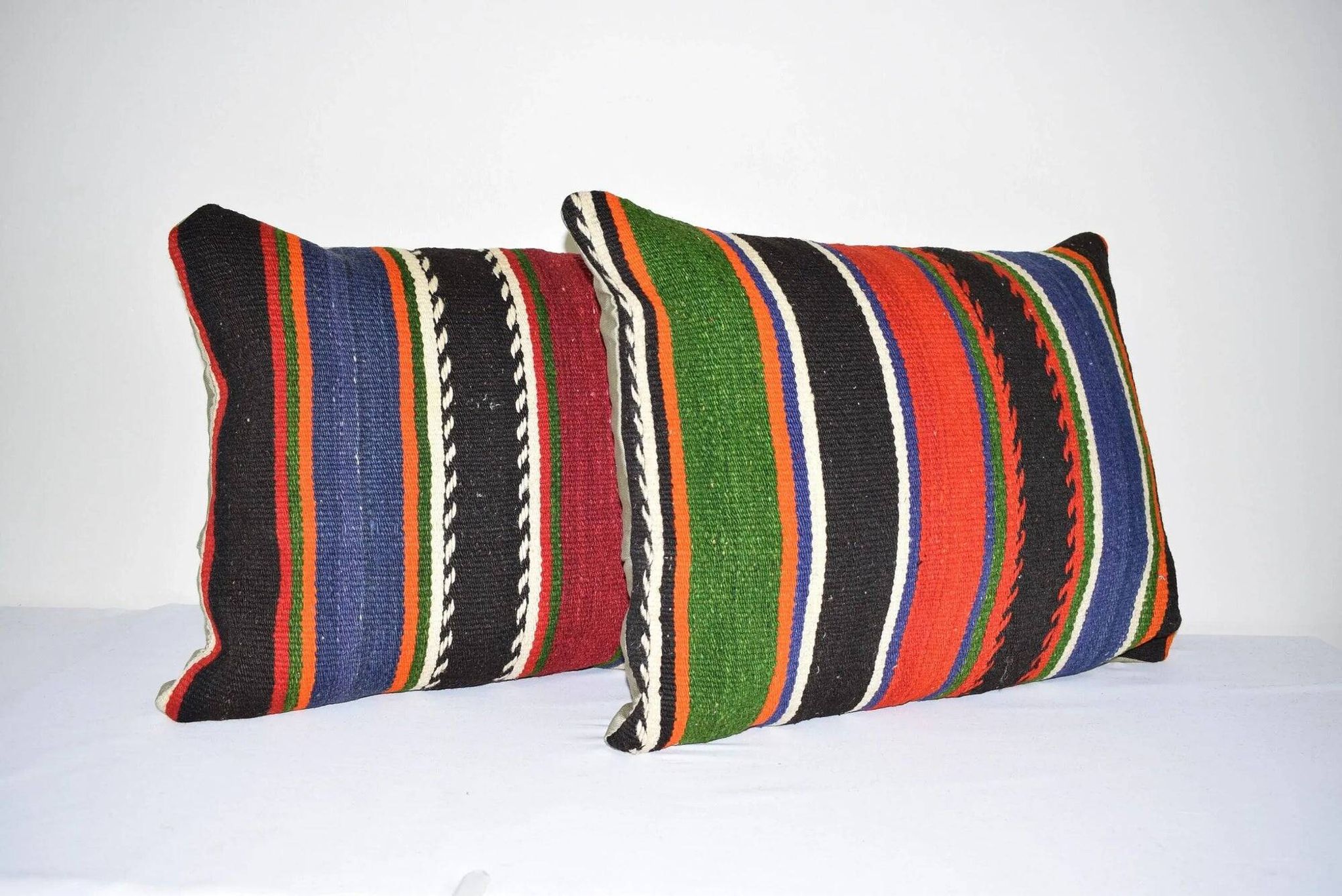 Set of 2 vintage kilim cushion covers 46x61 cm