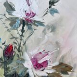 Tableau HST "Bouquet de fleurs sauvages" signé éc. XX° siècle