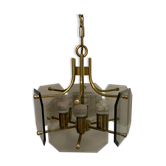 Luigi Colani chandelier Sische edition smoked glass and brass