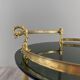 Rolling serving table in gold metal and smoked glass, 20th century