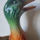 Pair of duck and rooster jugs in St Clément barbotine vintage
