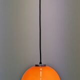 Orange opaline ball pendant light, 60s/70s