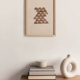 Painting on paper, abstract geometric illustration, signed Eawy