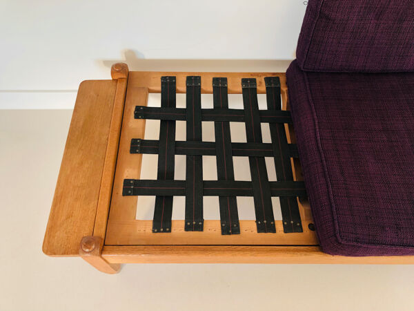 Banquette en chêne de Guillerme et Chambron pour ''Votre maison'', France années 60