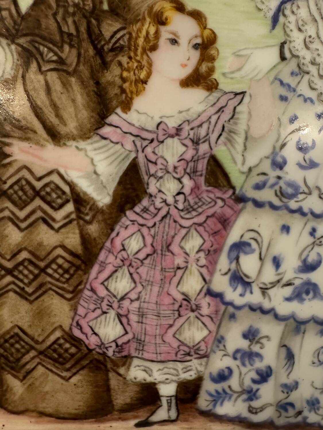 Old painting, Parisian women, signed J Fallet