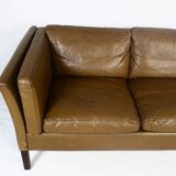 1970s brown leather sofa by Vejen Polstermøbelfabrik