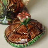 Old Tobacco Pot Janiform Head - Majolica Barbotine 19th Century - Medieval Style