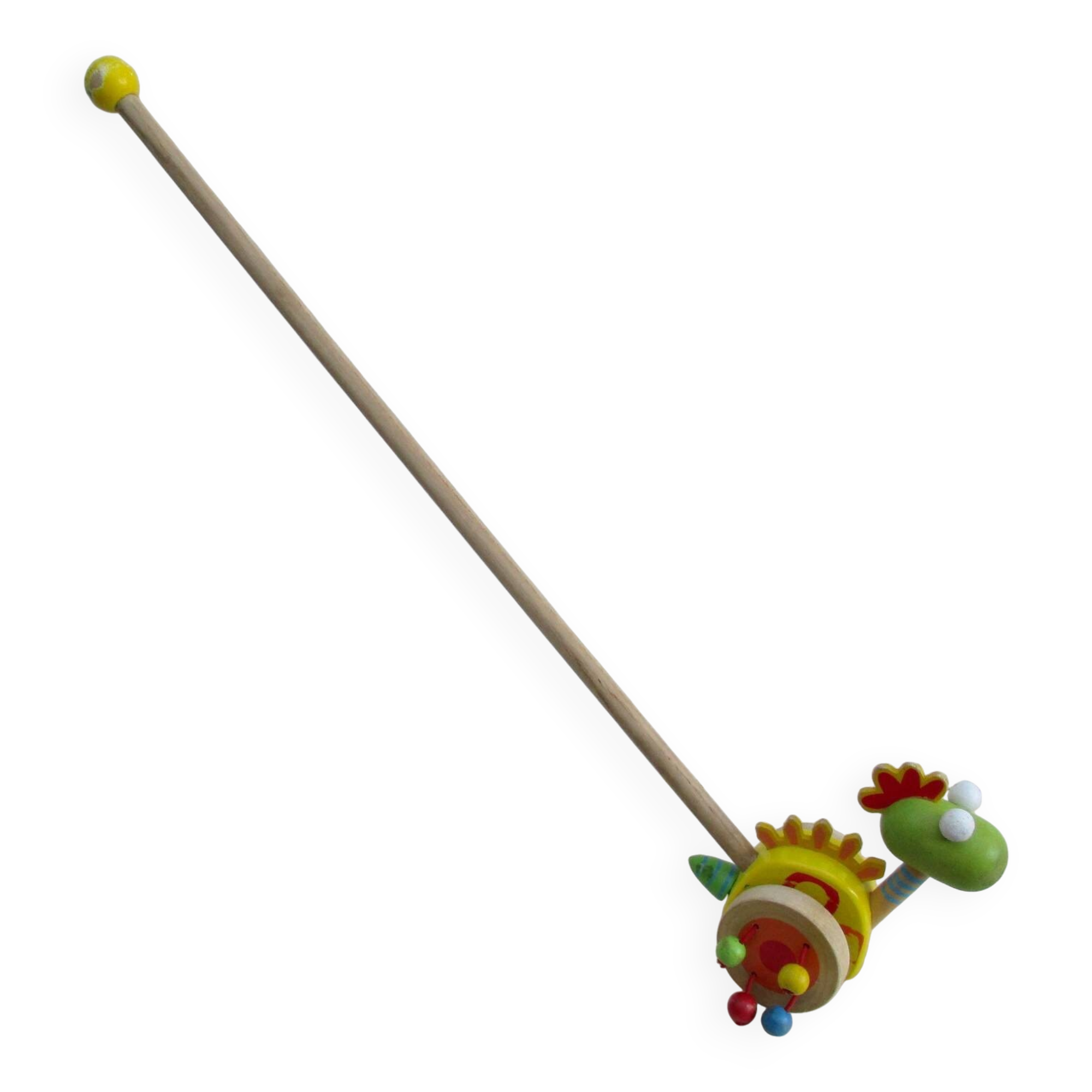 Push toy, wooden dinosaur. Brand: Bino