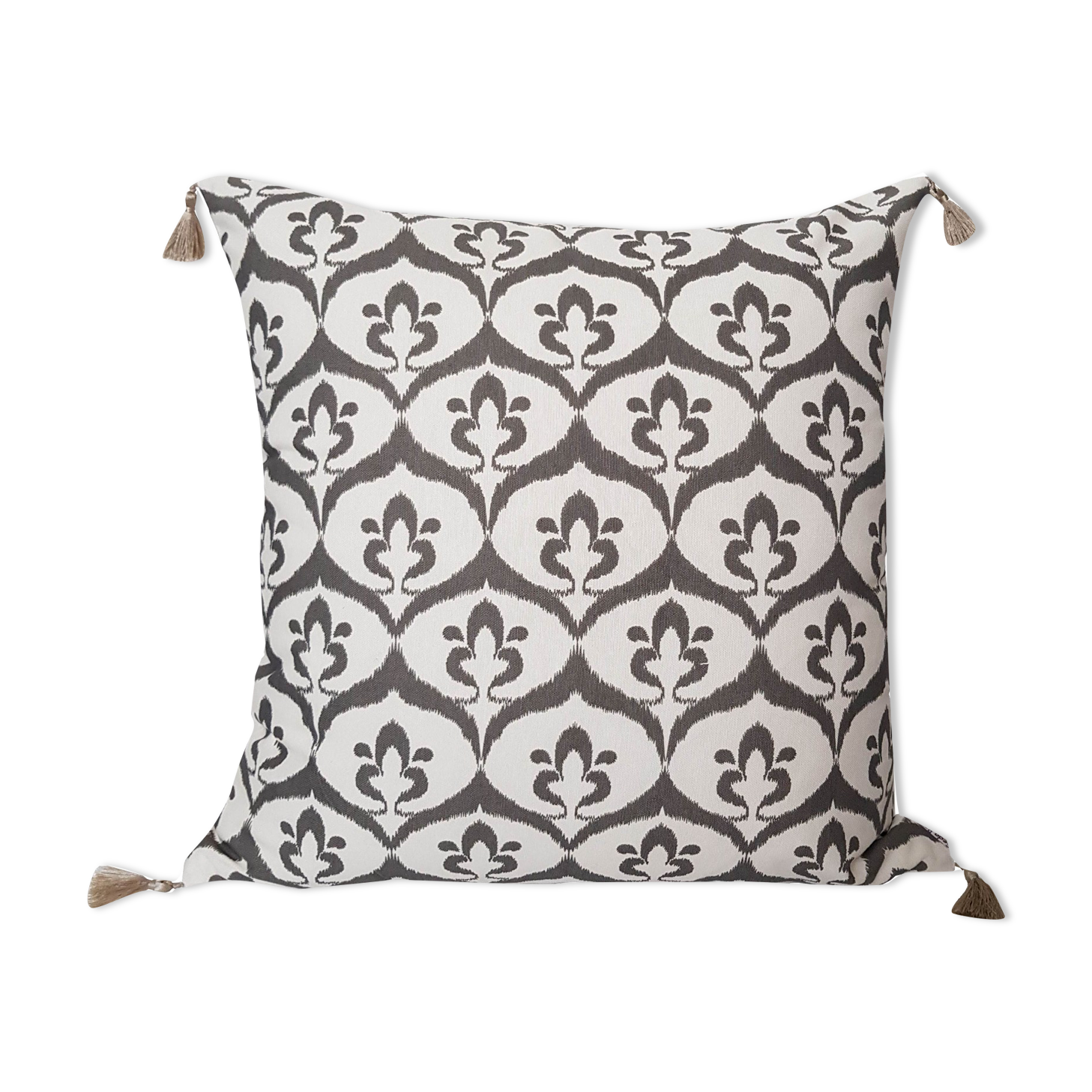 Ottoman cushion cover style ikat white/gray - 50 x 50