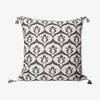 Ottoman cushion cover style ikat white/gray - 50 x 50