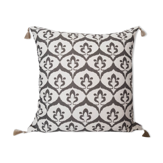 Housse de coussin Ottoman style ikat blanc/gris - 50 x 50