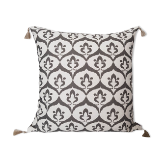 Ottoman cushion cover style ikat white/gray - 50 x 50