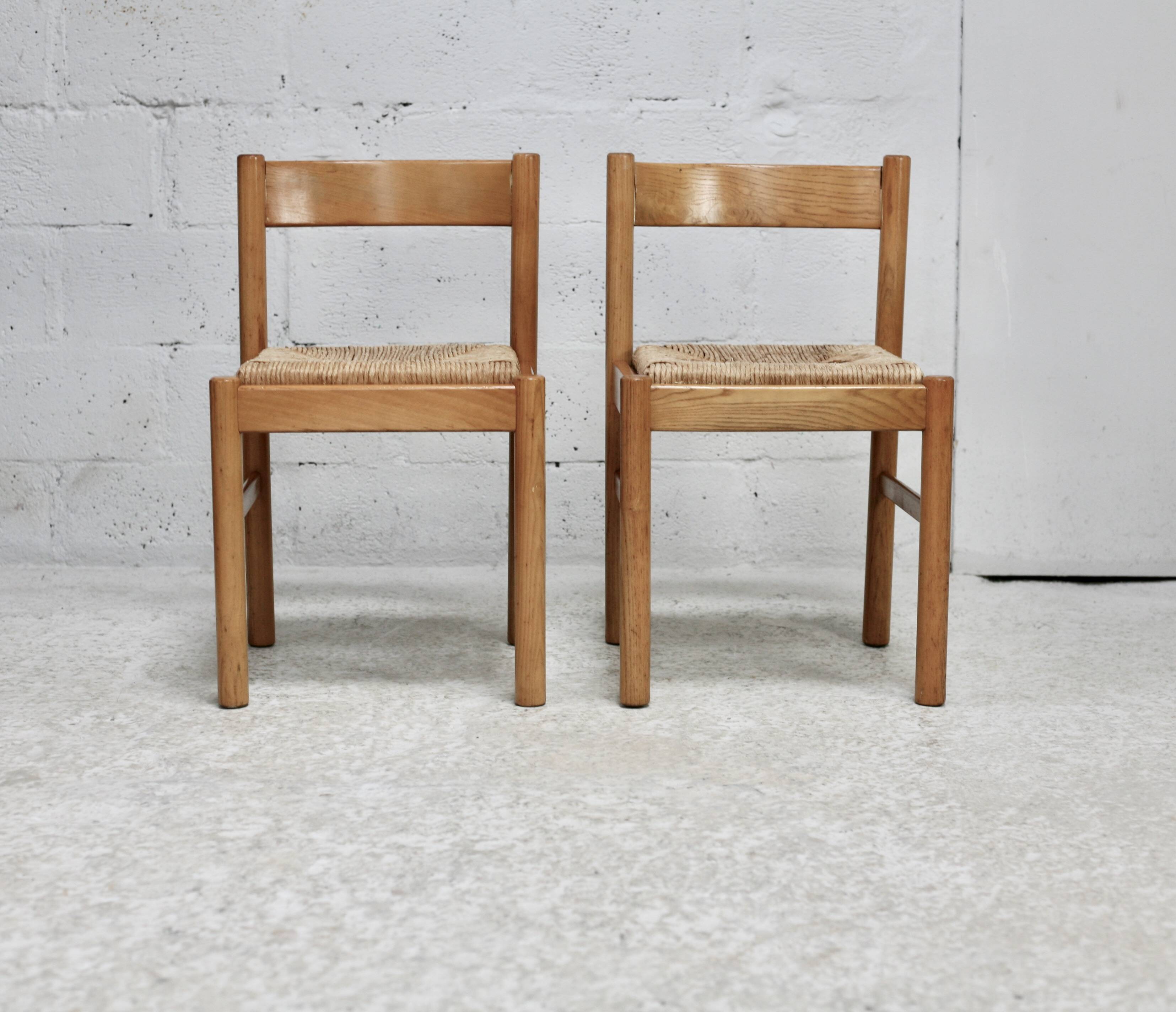Pair of straw chairs. France, circa 1960