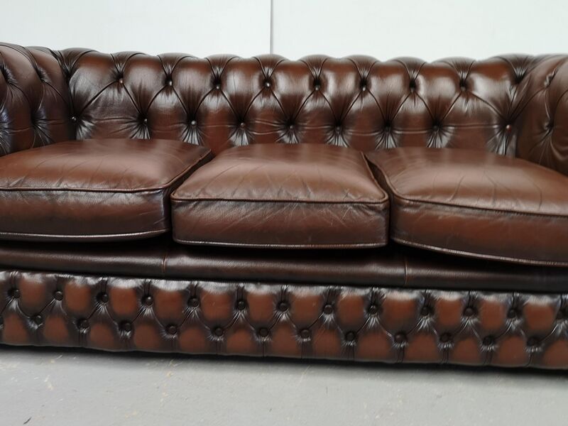 Vintage brown leather chesterfield sofa