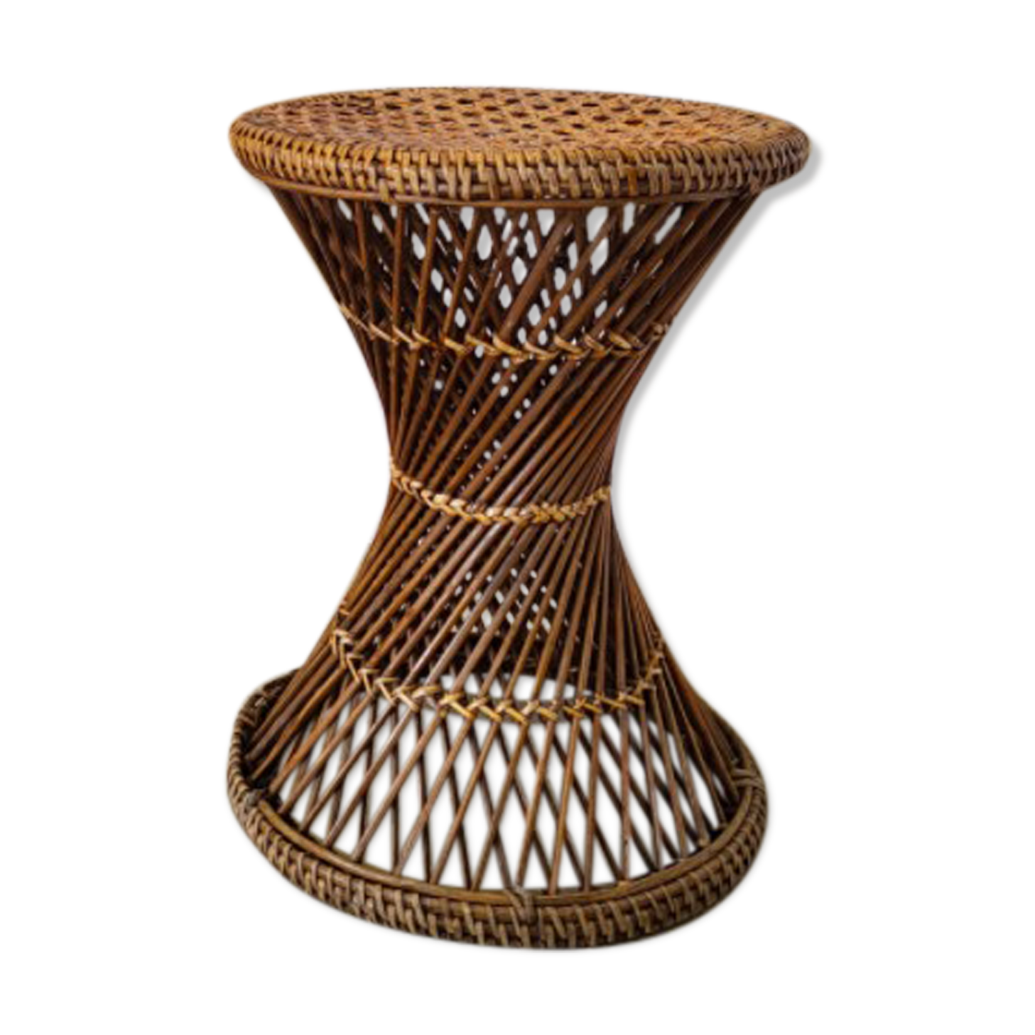 Tabouret diabolo osier vintage