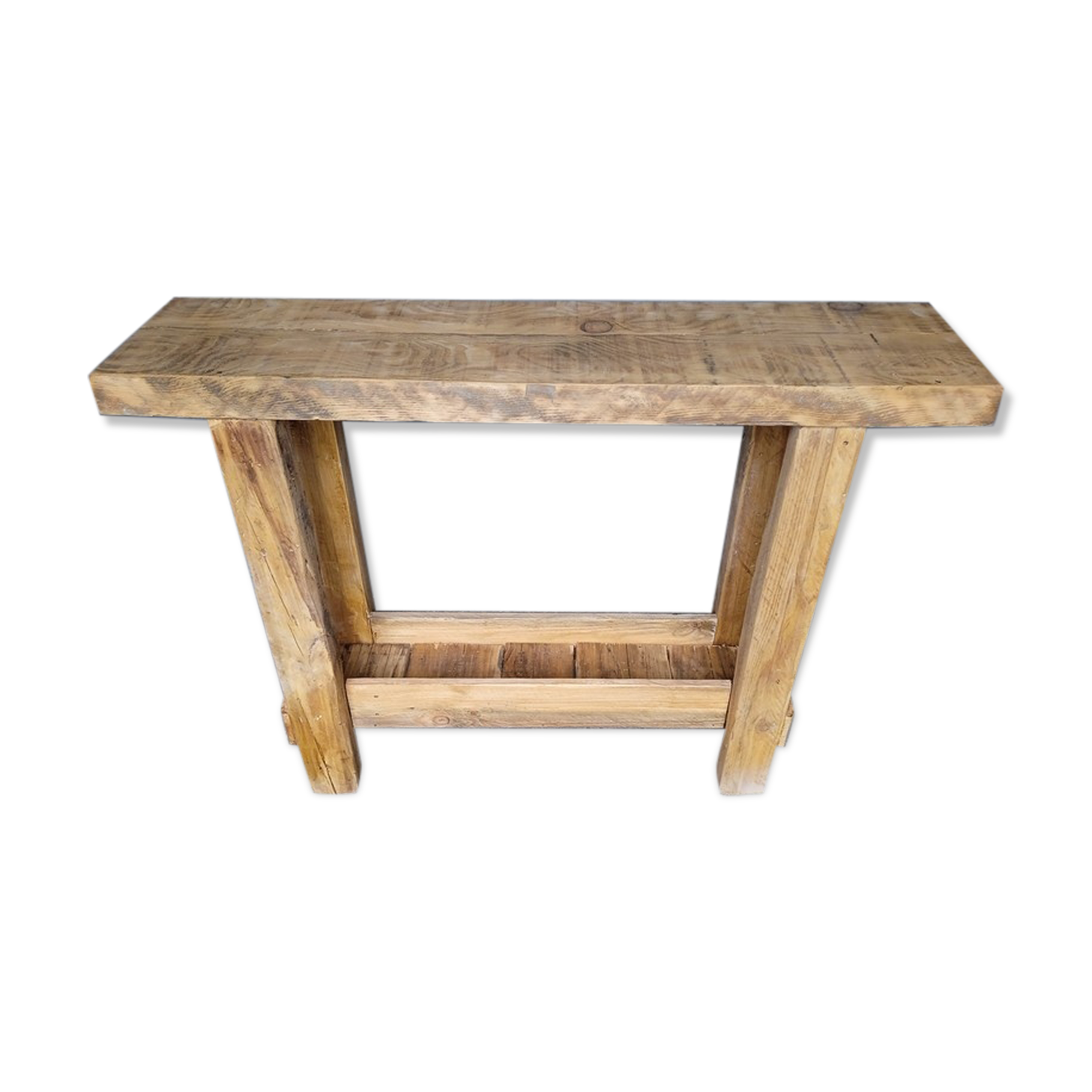 Brutalist console solid wood