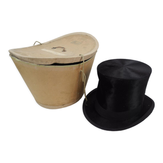 Ancien chapeau haut de forme boite