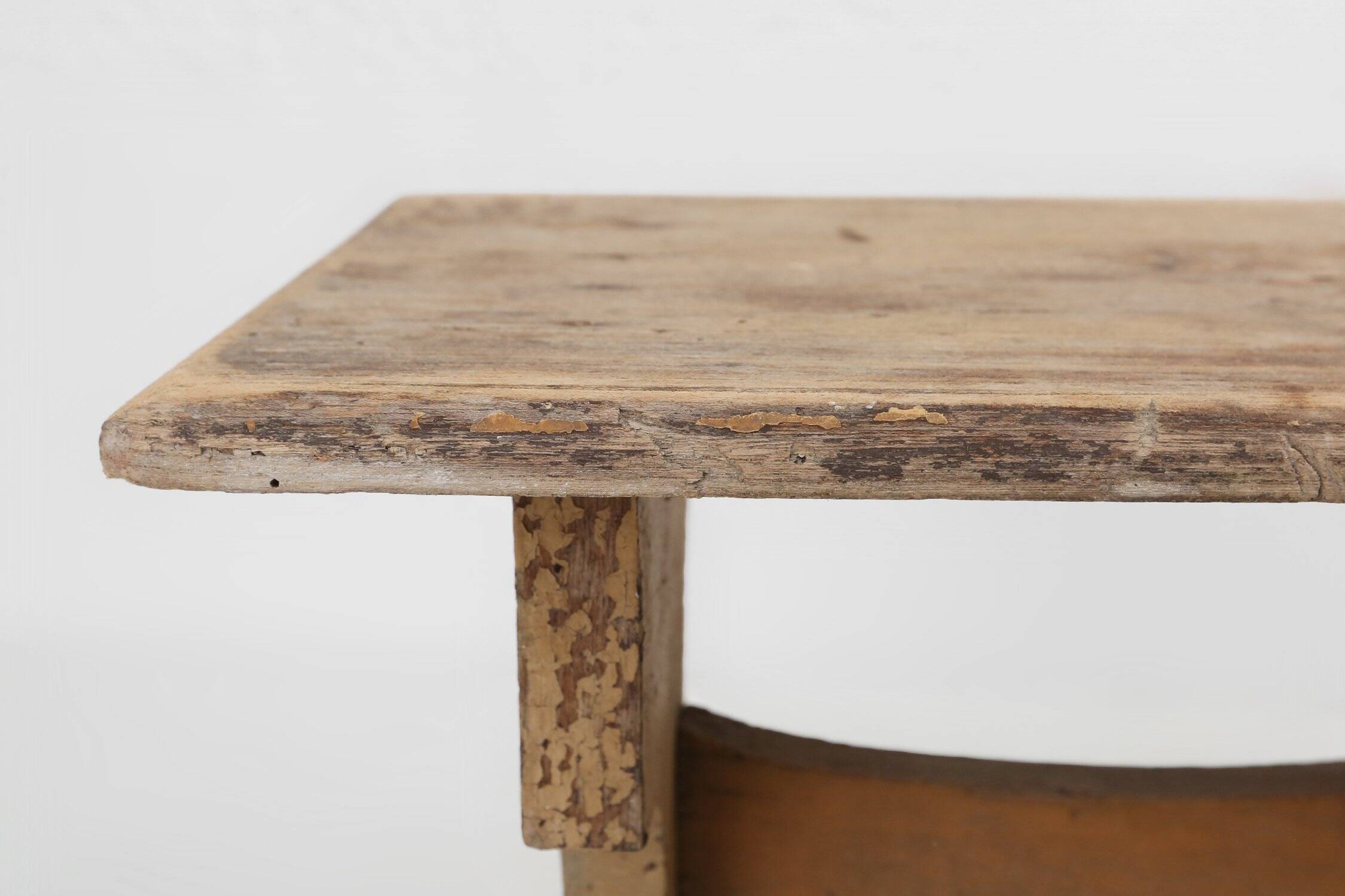 Rustic Shaped Low Stool in Painted Wood, France ca. 1900