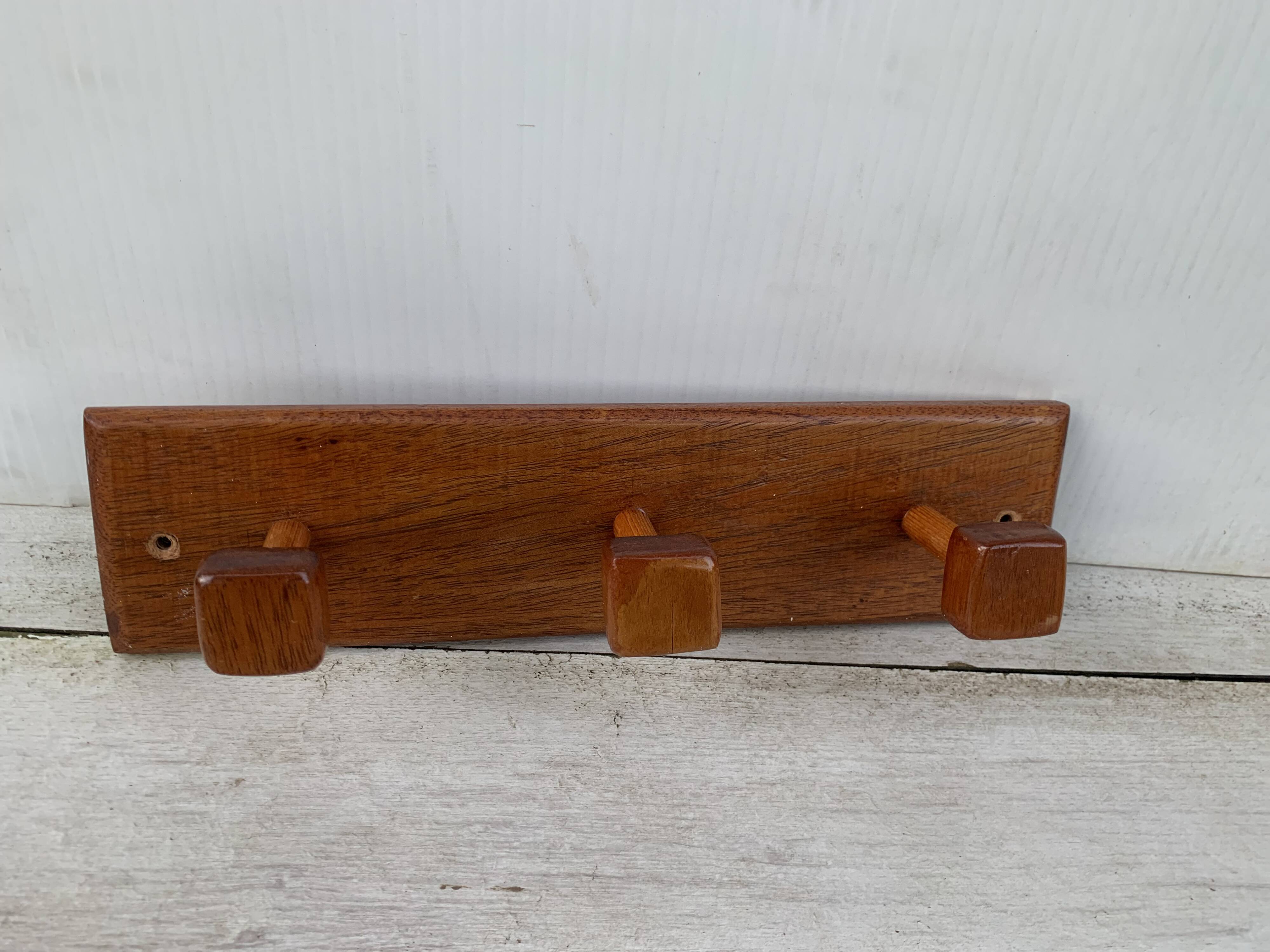 Wooden coat rack wall hooks. 3 French wooden coat hooks
