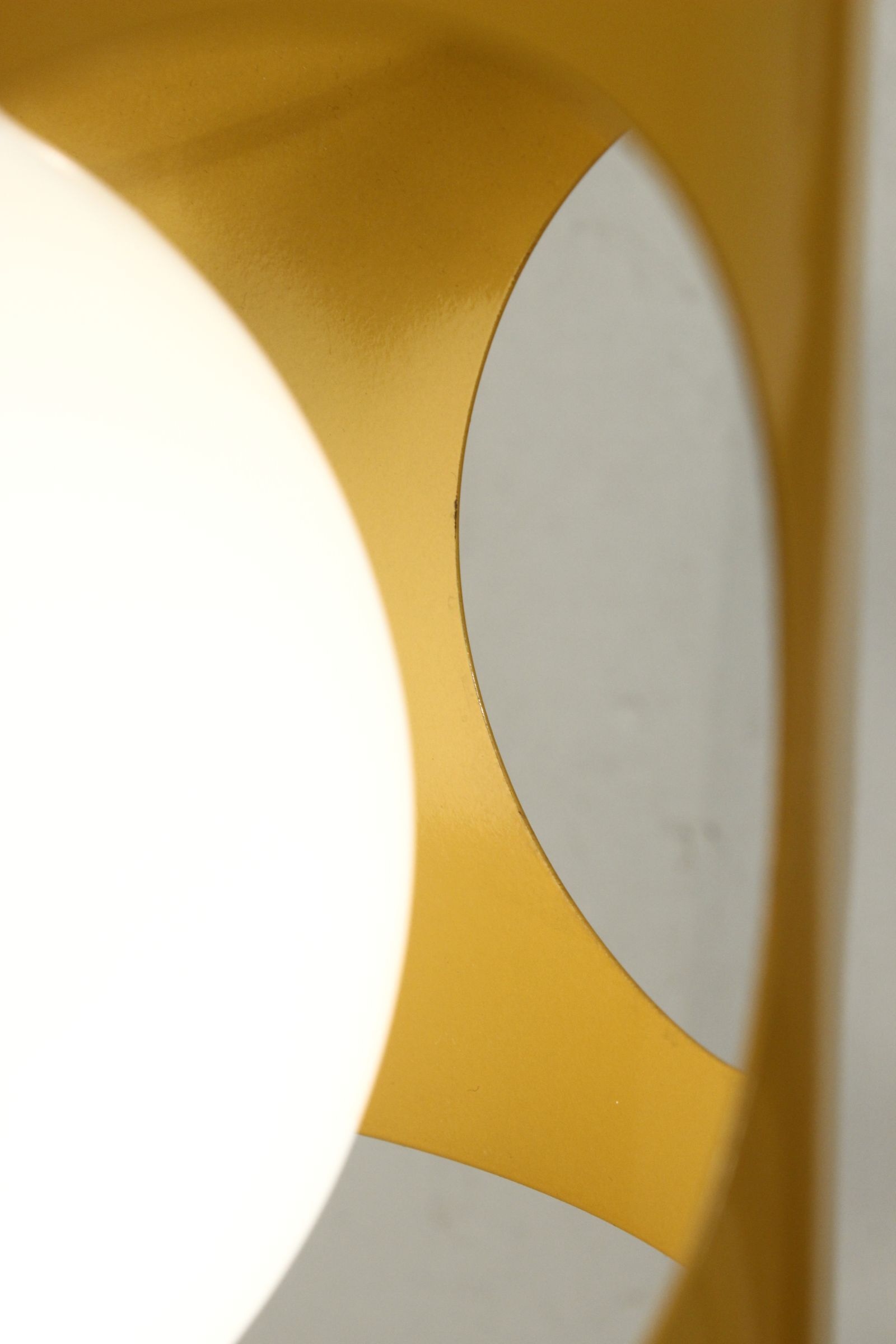 Delmas pendant lamp France 60s openwork yellow sheet & opaline
