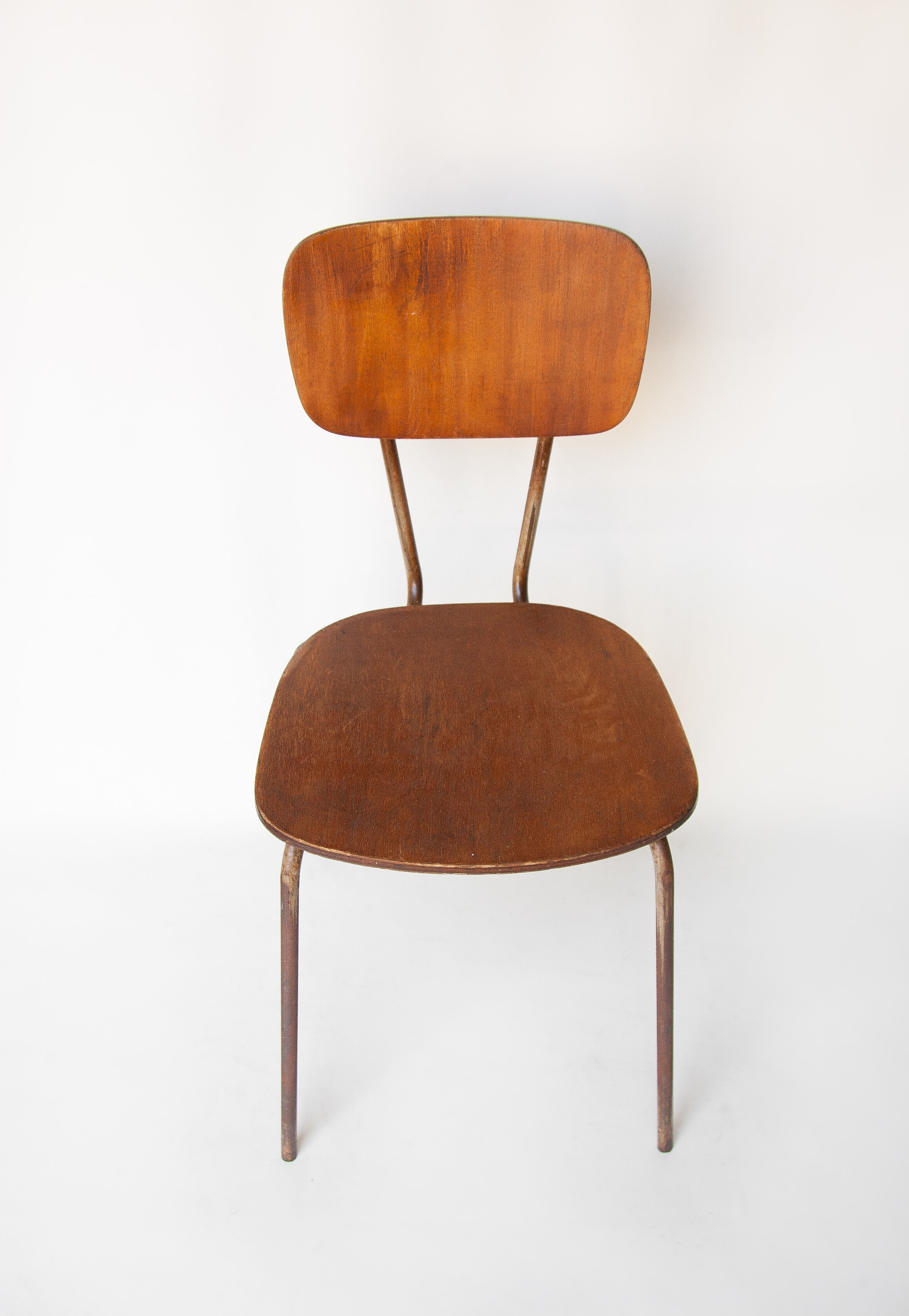 Vintage chair, wood and metal chair, old industrial chair, school, vintage bar décor, loft, flesh, industrial flesh