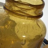 Amber bubbled glass jar La Rochère