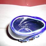 Blue lacquered vase with flowers & applied leaves