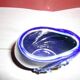 Blue lacquered vase with flowers & applied leaves