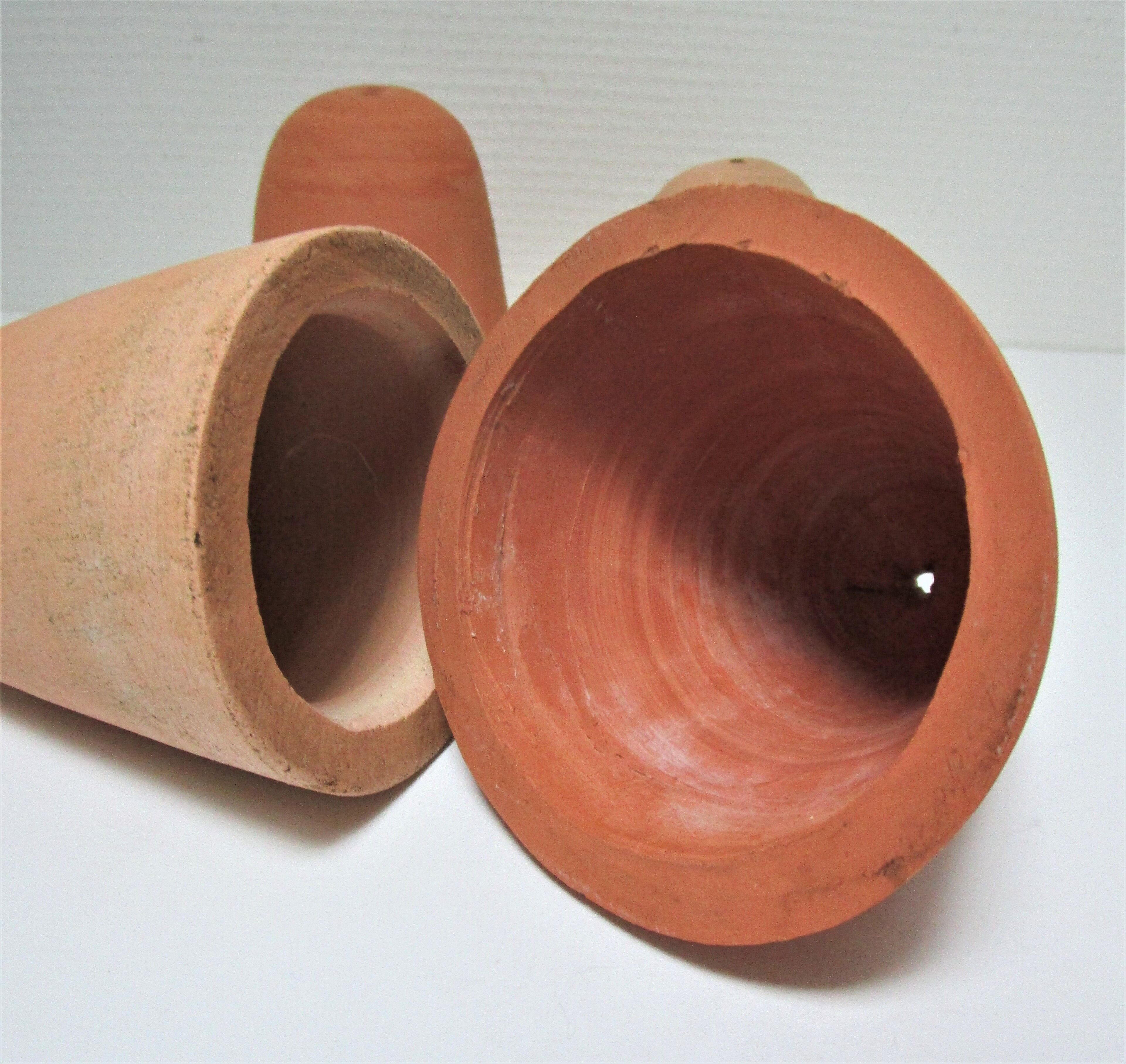 Four bells for seedlings in vintage terracotta