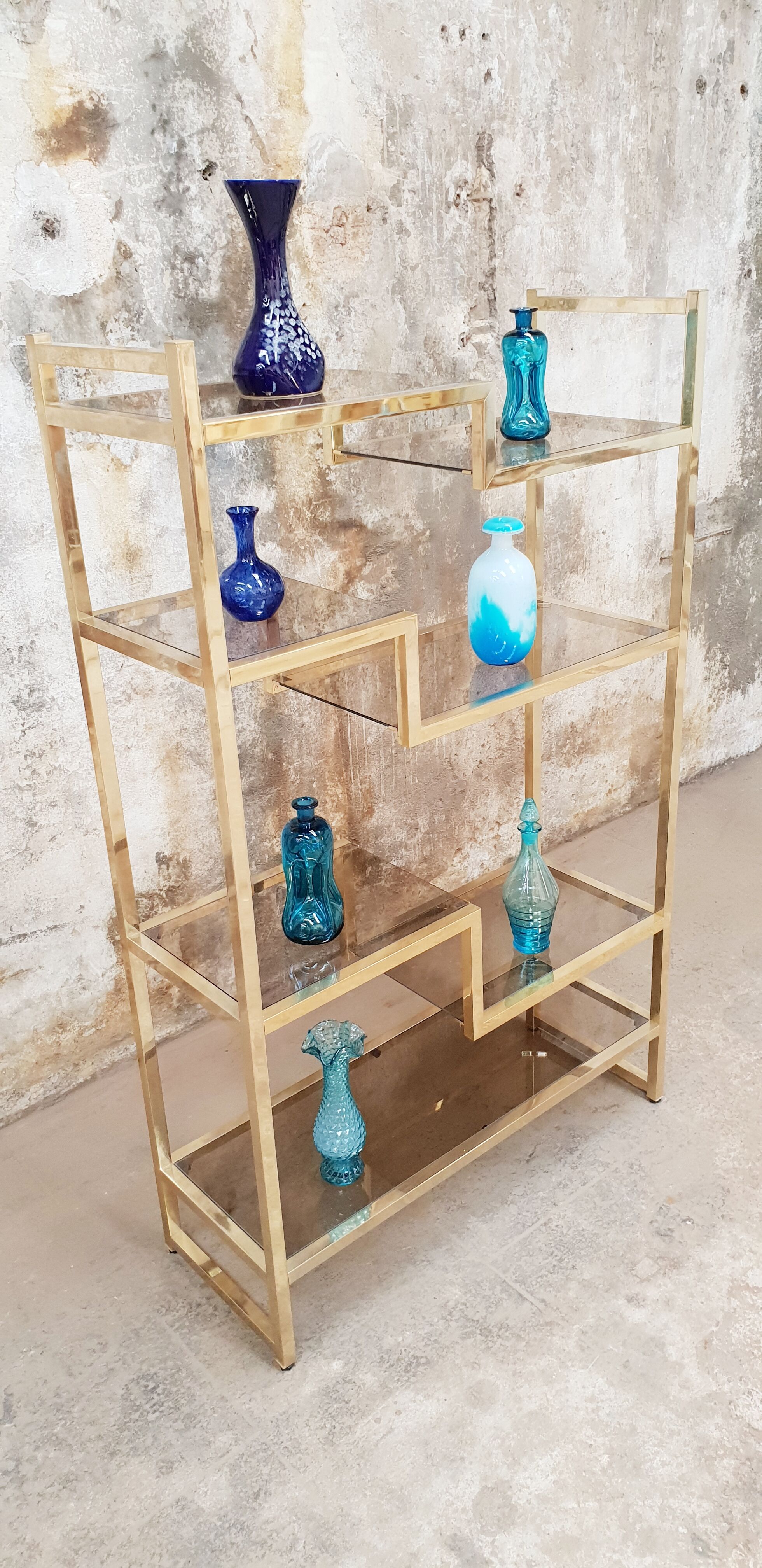 Vintage glazed brass shelf