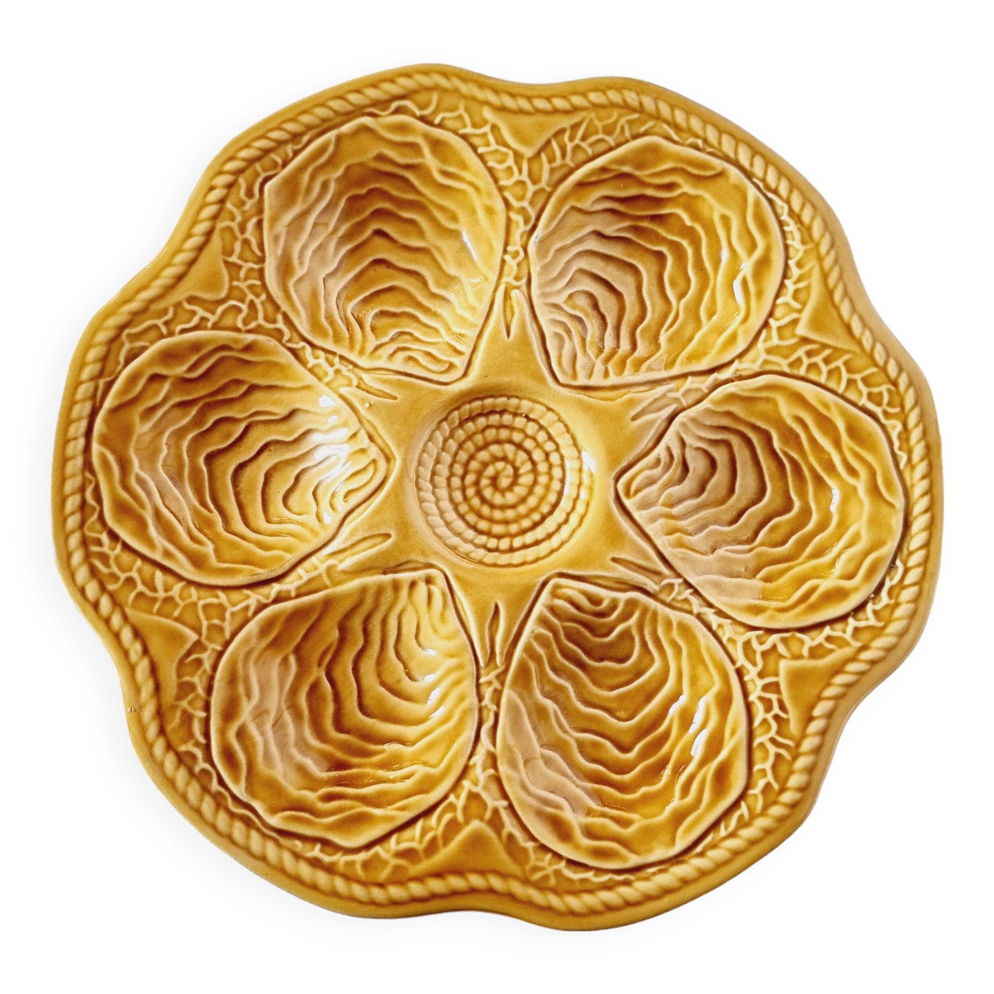 Vintage Oyster Dish, Boch, Art Nouveau 1920 Vintage Oyster Dish, Boch, Art Nouveau, Color Sa