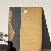 Oil on wood panel, old painting signed representing a tree and a bread oven of the Landes