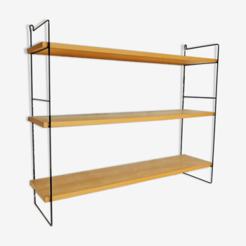 Vintage wood and metal wall shelf