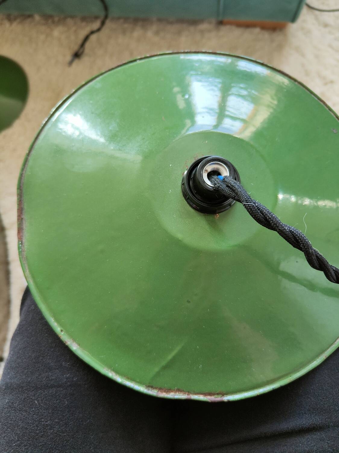 Enameled sheet metal pendant lights