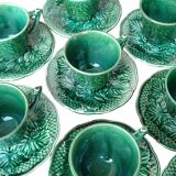 Tasses et soucoupes à café vintage en céramique de Gien, lot de 10