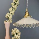 Vintage white opaline lampshade pendant light