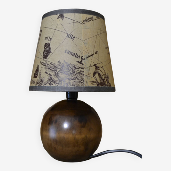 Lampe boule en bois